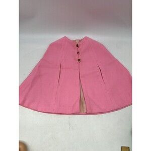 Adorable Pink Little Girls Cape w￼/ 3 Buttons Arm holes 18” Long 1960s Poncho